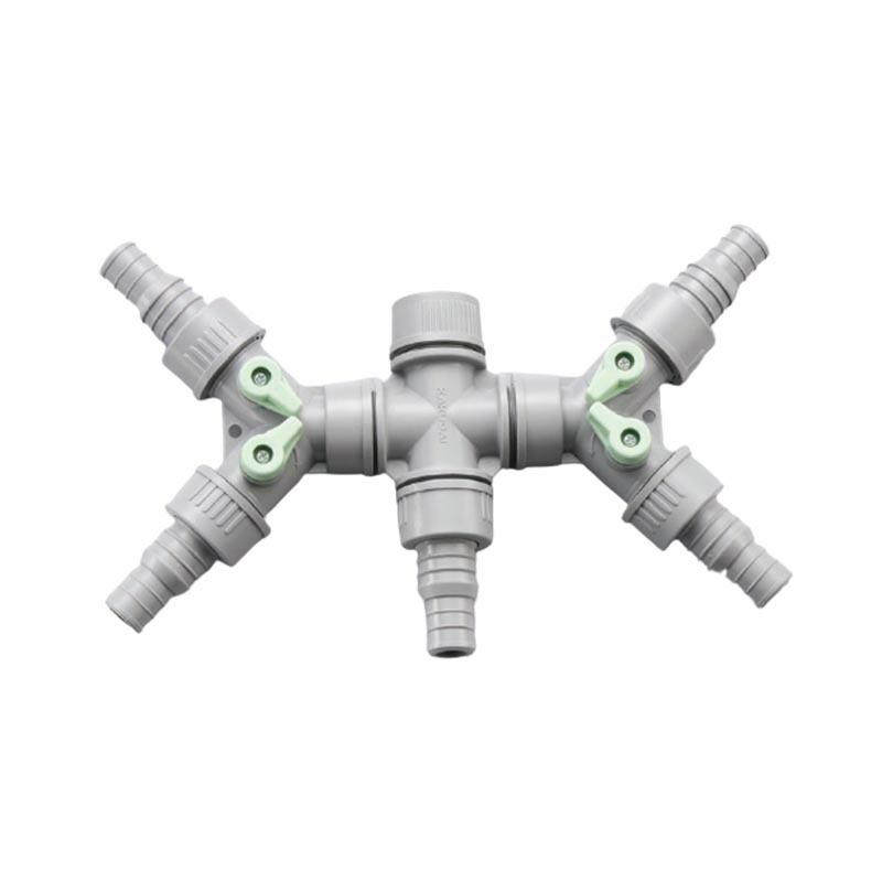 10個 灌水チューブ エバフロー 分岐コック 五方弁 オプション 部品 配管 MKVアドバンス 潅水 噴霧 根元散水 水やり 農業 畑 サT D | 