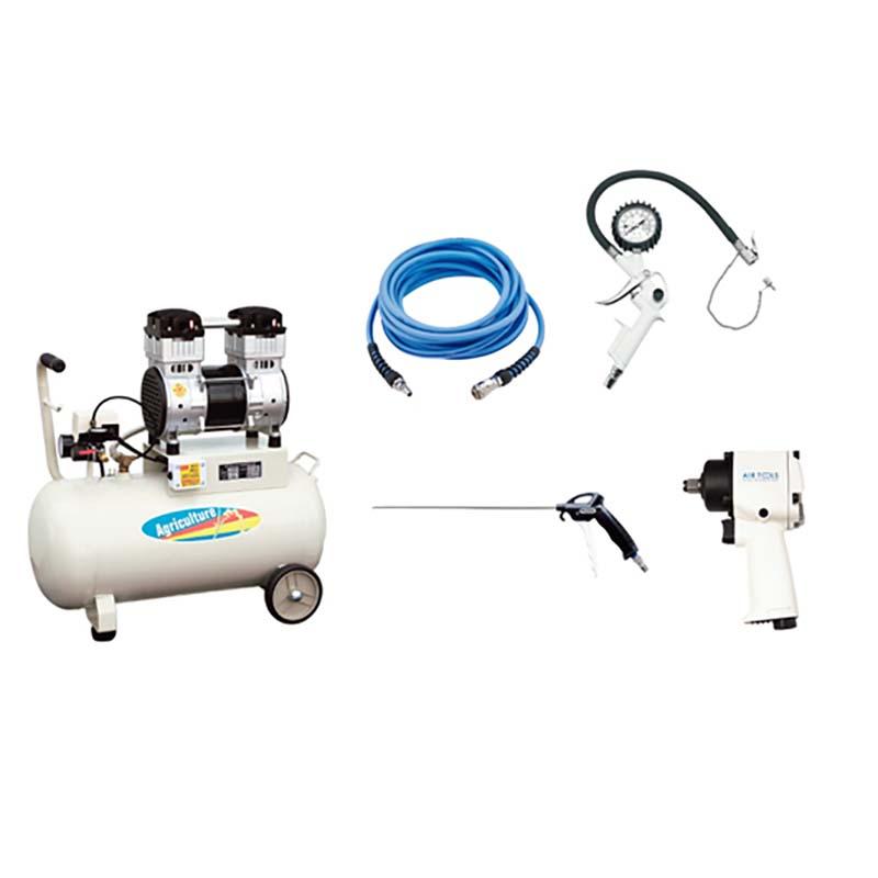 静音 オイルレスエアコンプレッサ 5点セット AG-2039SET タンク容量39L パオック 代引不可 | 