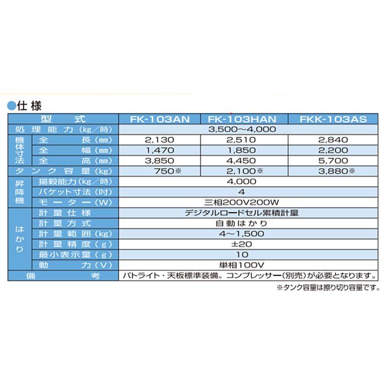 フレコン 計量タンク フレコンスケール FK-103HAN 069628 昇降機付 計量玄米タンク ホクエツ オK 受注生産品 個人宅配送不可 代引不可 |  | 02