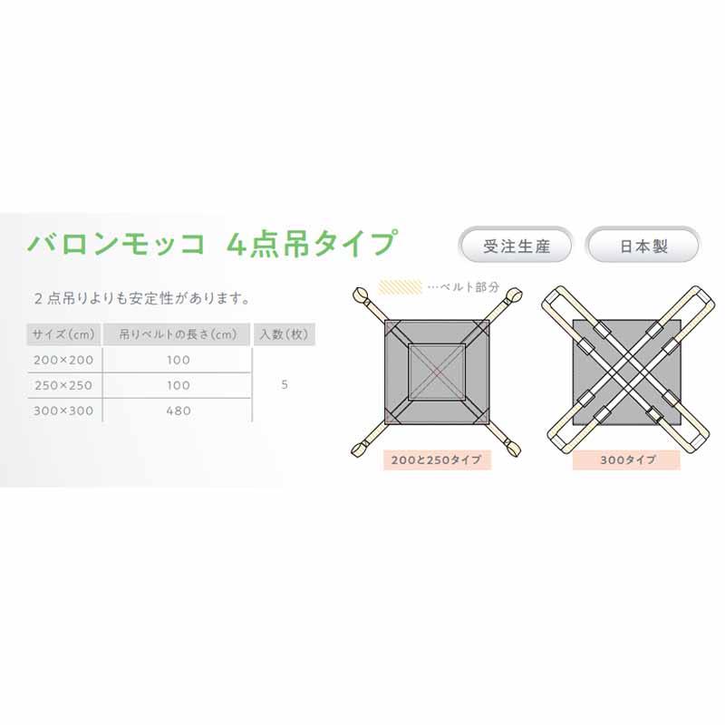 受注生産 バロンモッコ PP 4点吊タイプ 5枚入 運搬吊具 300×300cm 工事現場 土木工事の運搬用に 小泉製麻 個人宅配送不可 代引不可 |  | 01