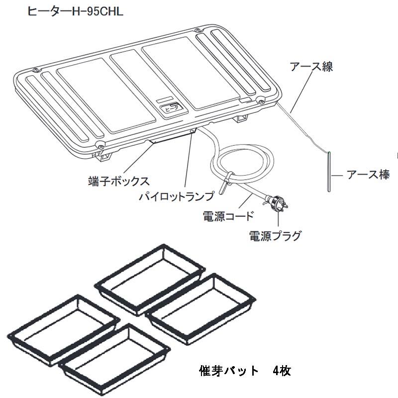 部品のみ 追加ヒーター 電熱ヒーター H-95CHL 催芽バット S-4 発芽器WR-60CL-SBB用 啓文社 KEIBUN オK 個人宅配送不可 代引不可 | 