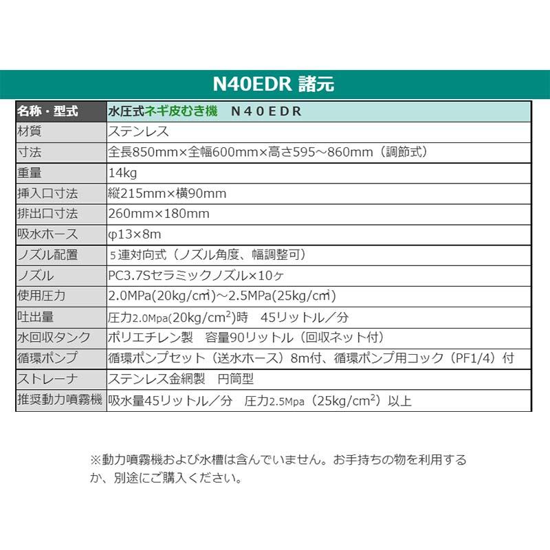 ネギ皮ムキ機 水圧式 水洗い機 N40EDR サンエー ねぎ 皮むき機 代引不可 |  | 03