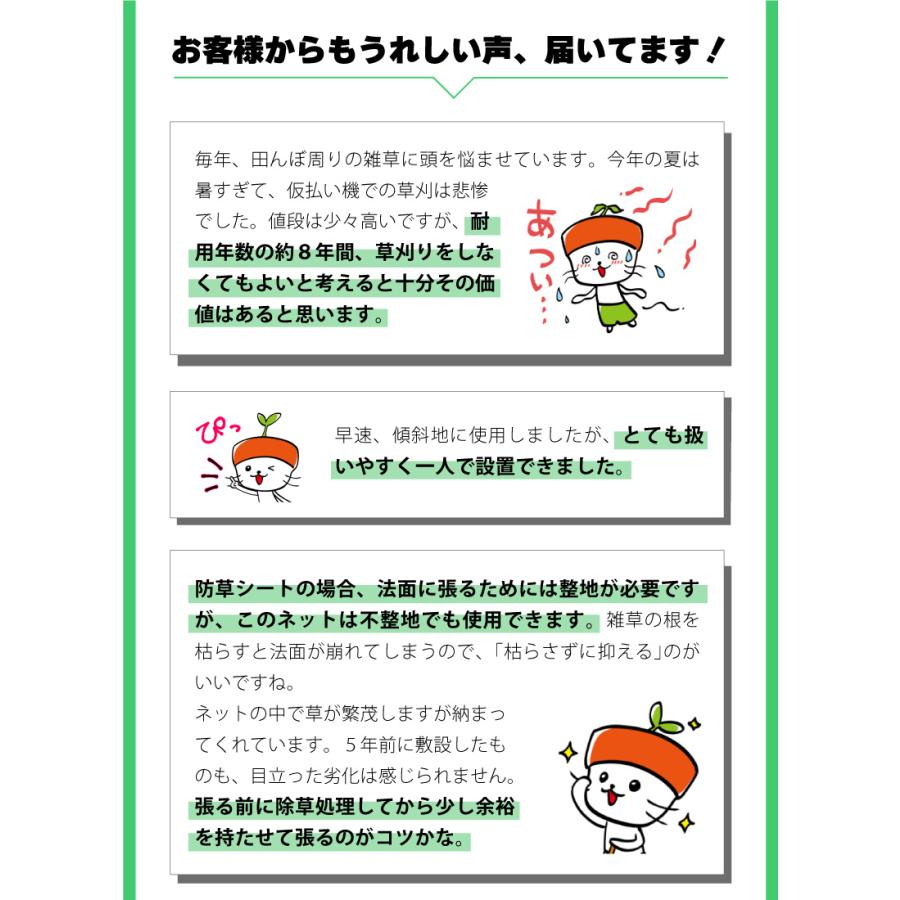 雑草抑制 おまかせネット グリーン 幅2.5m × 25m巻 耐用年数約8年 UV剤入り 防草 防虫 崩壊しにくい 簡単 施工 おまかせねっと 大一工業 北海道不可 代引不可 |  | 01