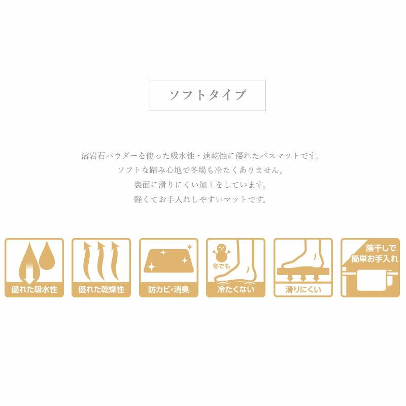 溶岩石バスマット ソフトタイプ アサヒペン 幅60×長さ40×厚さ0.4cm 防カビ 消臭 吸水速乾 風呂 マット 福KD |  | 03