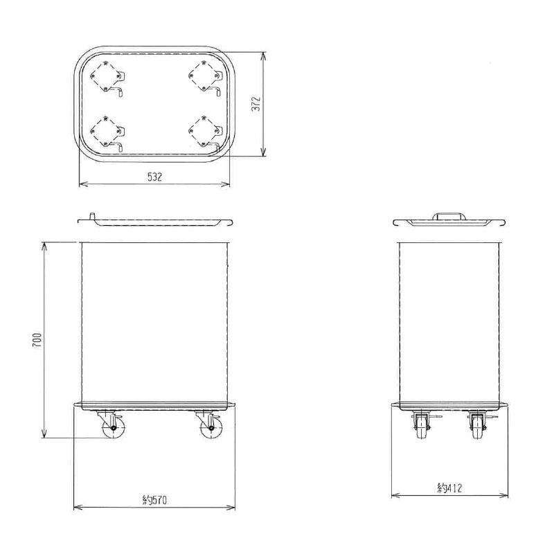 ステンレス フラワービン 粉入れ TO-500 収納容量20kg袋×3袋 蓋付 キャスター付 スギコ 容器 スギコ産業 代引不可 |  | 01
