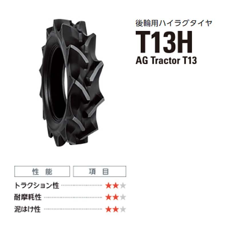 チューブ別売り トラクター用タイヤ T13H 13.6-24 4PR AGSチューブタイプ 後輪用ハイラグタイヤ 農業機械用 タイヤ ブリヂストン キャンセル不可 オK 代引不可 |  | 01