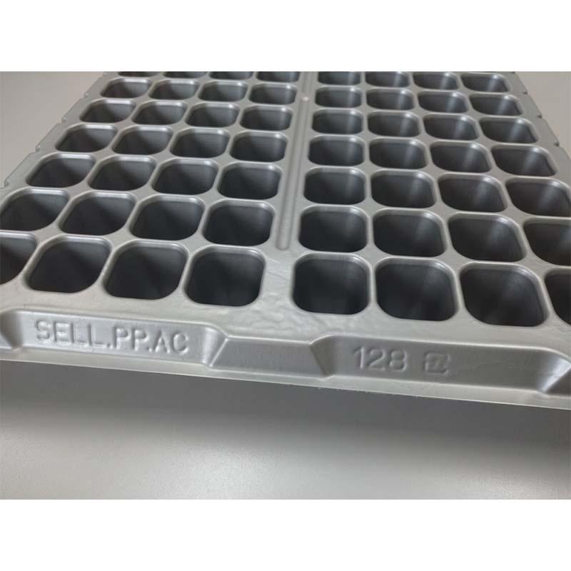 100枚 セルトレー 銀 128穴 角穴 上穴あり 280×545mm ポリプロピレン