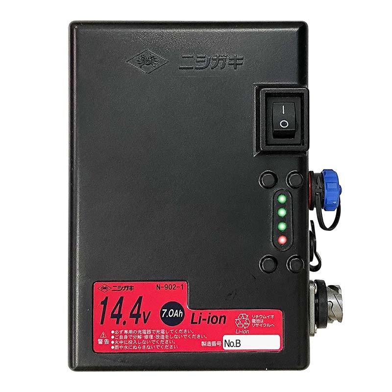 バッテリー リチウムイオンバッテリー 14.4V 7.0Ah N-902-1 高速バリカン用 大容量 ニシガキ工業 三冨D | 