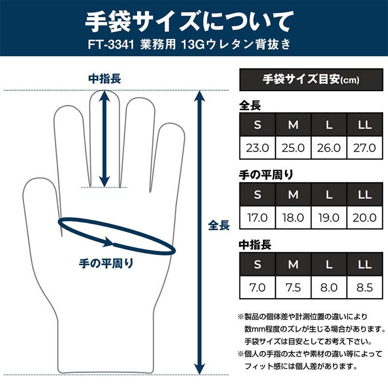 PU手袋 bisline 業務用 13Gウレタン背抜き 1双組 FT-3341 黒 ポリウレタン 背抜き 手袋 軽作業 ガーデニング カヴァーワーク D |  | 02