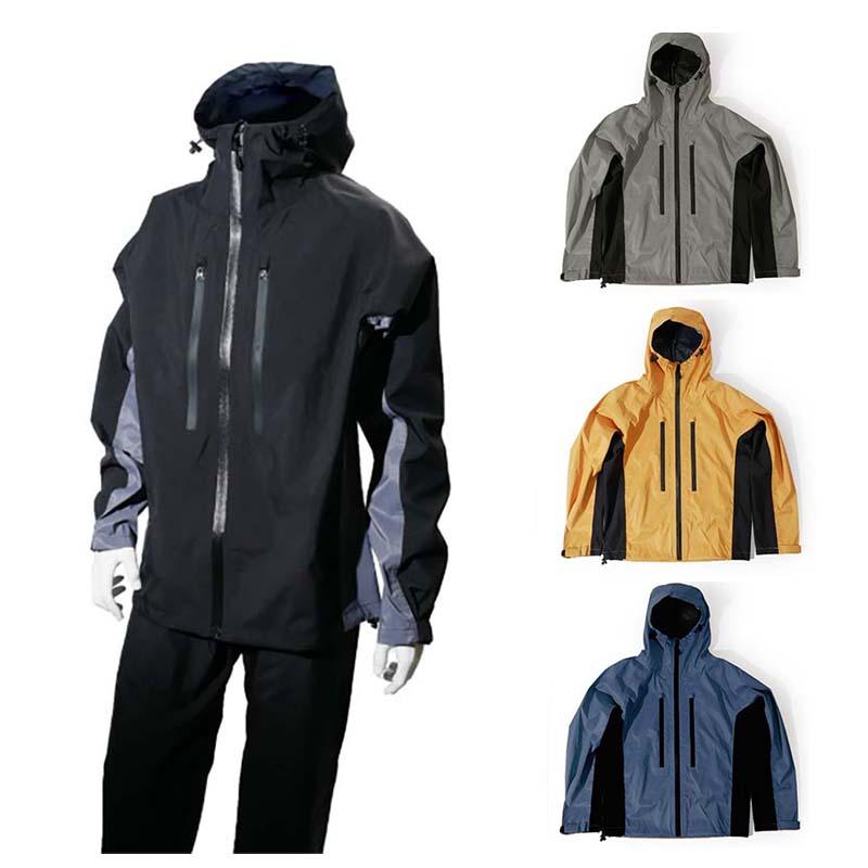 レインウェア 2way ストレッチ レインスーツ BL-8700 雨具 上下セット コンパクト 収納袋付 キャンプ アウトドア カヴァーワーク D | 