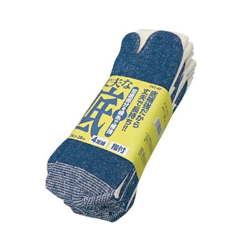 靴下 鬼底靴下 生成 指付 4足組 SS-342-4P キナリ 24.5-28cm メンズ ソックス 足底補強 丈夫 シンエイ カヴァーワーク D | 