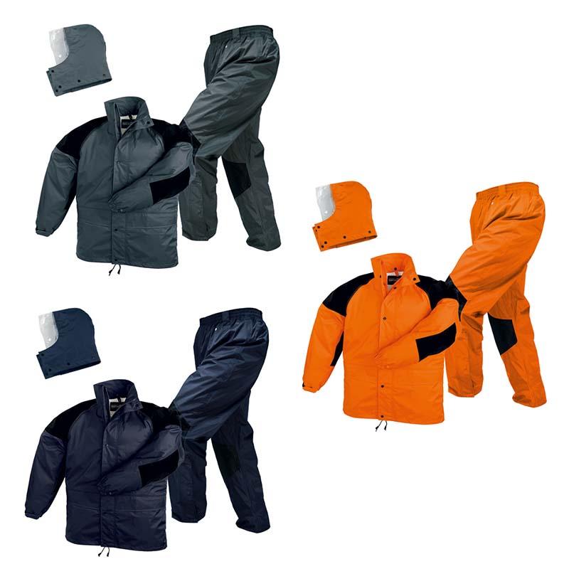 レインウェア クリティカルハード F-8300 雨具 上下セット フード 収納袋付 作業着 キャンプ アウトドア カヴァーワーク D | 