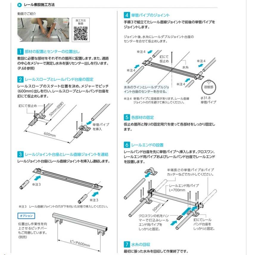 単管パイプレールシステム レールダブルジョイント台座 φ31.8用 C-1670