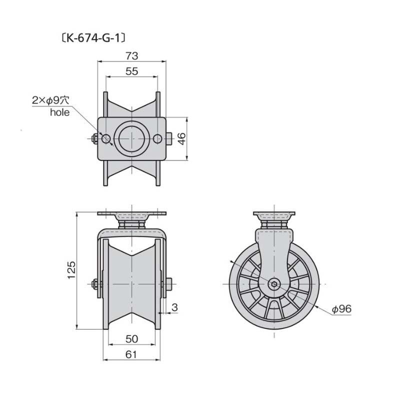 パイプレール用 キャスター 自在車 K-674-G-1 タキゲン ハウス資材 パイプレール走行用 車輪 タイヤ 部品 農業 作物 栽培 サT 代引不可 |  | 01