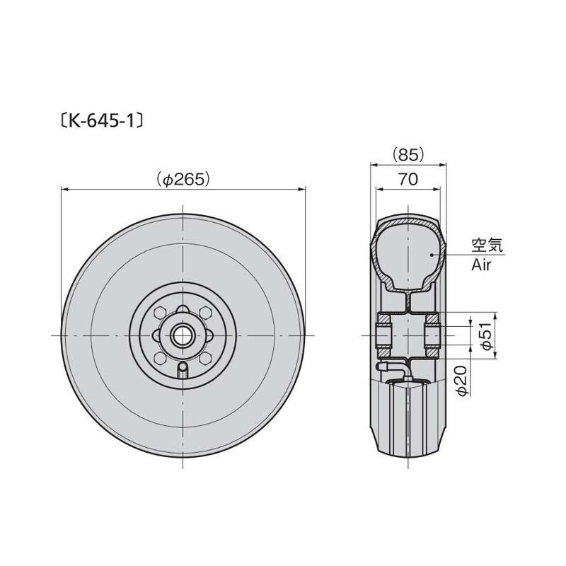 台車用タイヤ 空気入りタイヤ K-645-1 タキゲン タイヤ 車輪 自動搬送車用台車 運搬車 部品 農業 作物 栽培 運搬 サT 代引不可 |  | 02