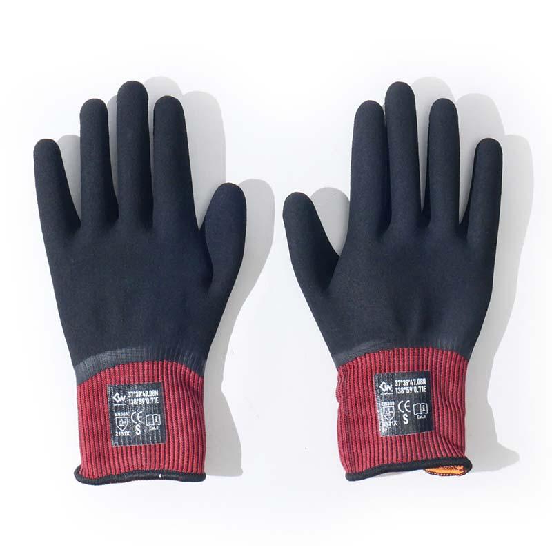 手袋 防寒アクリル起毛二重原手 天然ゴムカバーリングコート手袋 FT-331410 赤 防寒 防水 保温 冬 アウトドア 除雪 作業 カヴァーワーク D |  | 01