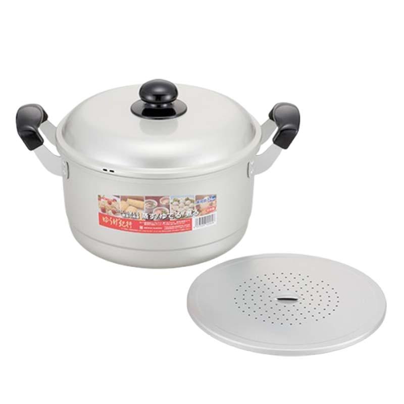 鍋 ゆうげ紀行 兼用鍋 目皿付 22cm ガス火用 国産 北陸アルミニウム 蒸し器 なべ キッチンウェア 調理器具 金TD | 