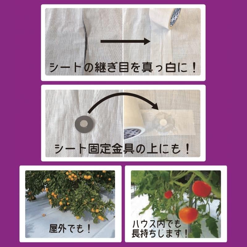10巻 シートまもるテープ 白 80mm × 20m 耐UV加工 強粘着テープ 防草シート 反射シート 補修 継ぎ 固定 養生 補強用 マルチテープ 農業 農園 菊水テープ DZ |  | 02