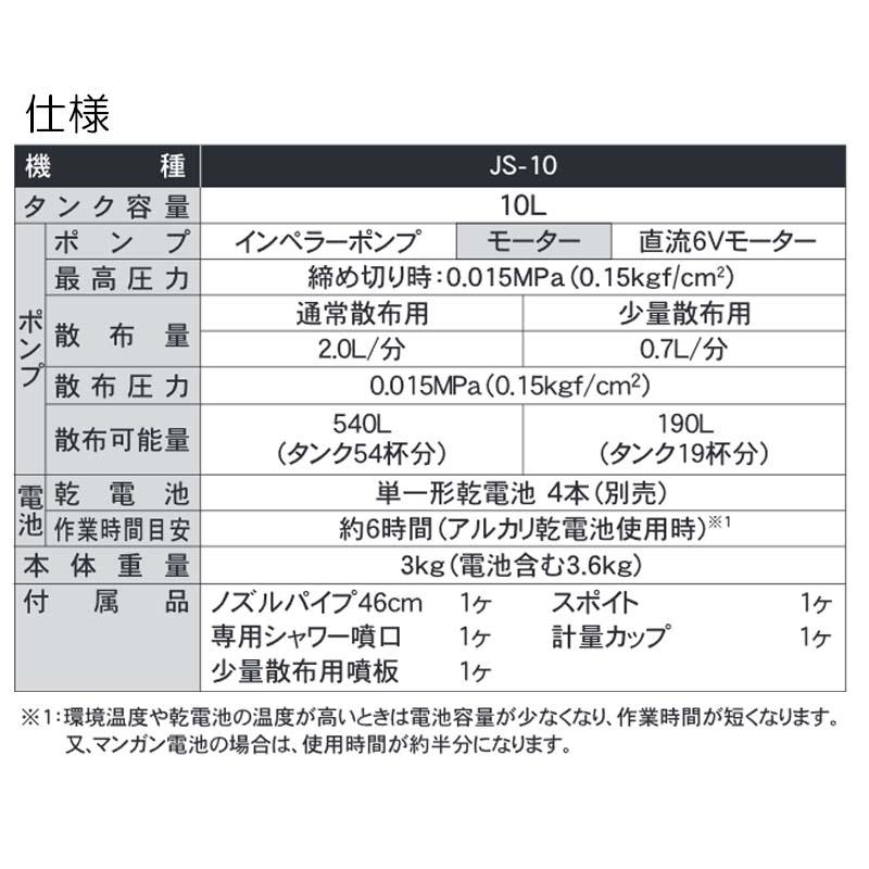 乾電池式噴霧器 除草名人 JS-10 容量10L 重量3kg 除草剤専用 専用シャワ一頭口付 工進 KOSHIN 背負式 除草 散布 シB 代引不可｜plusysbtob｜02