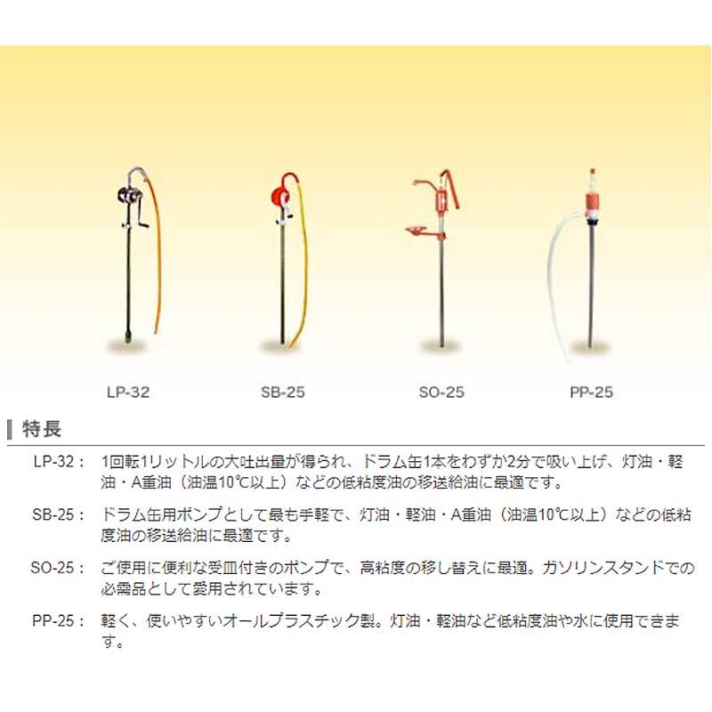 豊富な，大人気 手動ドラムポンプ LP-32 吐出ホース32mm径×1275mm 1
