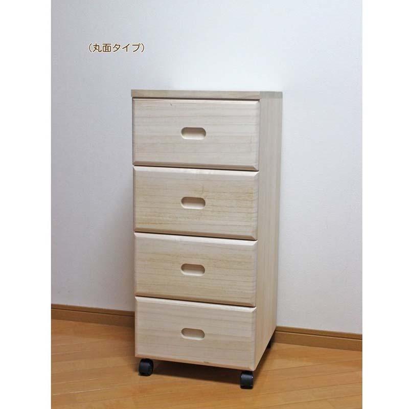 受注生産 総桐深型四段チェスト 36cm巾 丸面タイプ キャスター付 36×40