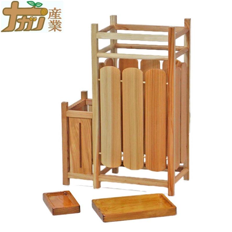 天然木製傘立て 二連タイプ 職人による手作り 木目そのまま自然な