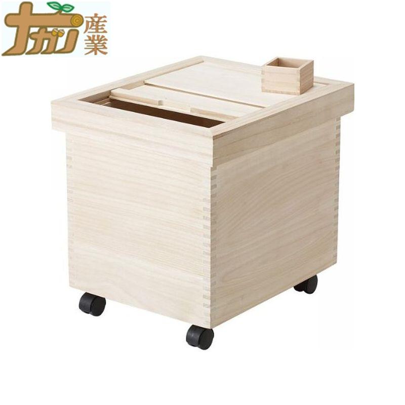 ヒロ　桐米びつ30キロ用キャスター付き 米びつ 桐 30kg 桐製米びつ 桐製一合マス付 DX-30 39×47cm