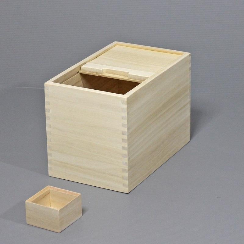 米びつ 桐 5kg 桐製米びつ ST-5 桐製一合マス付 19×30cm (スライド式