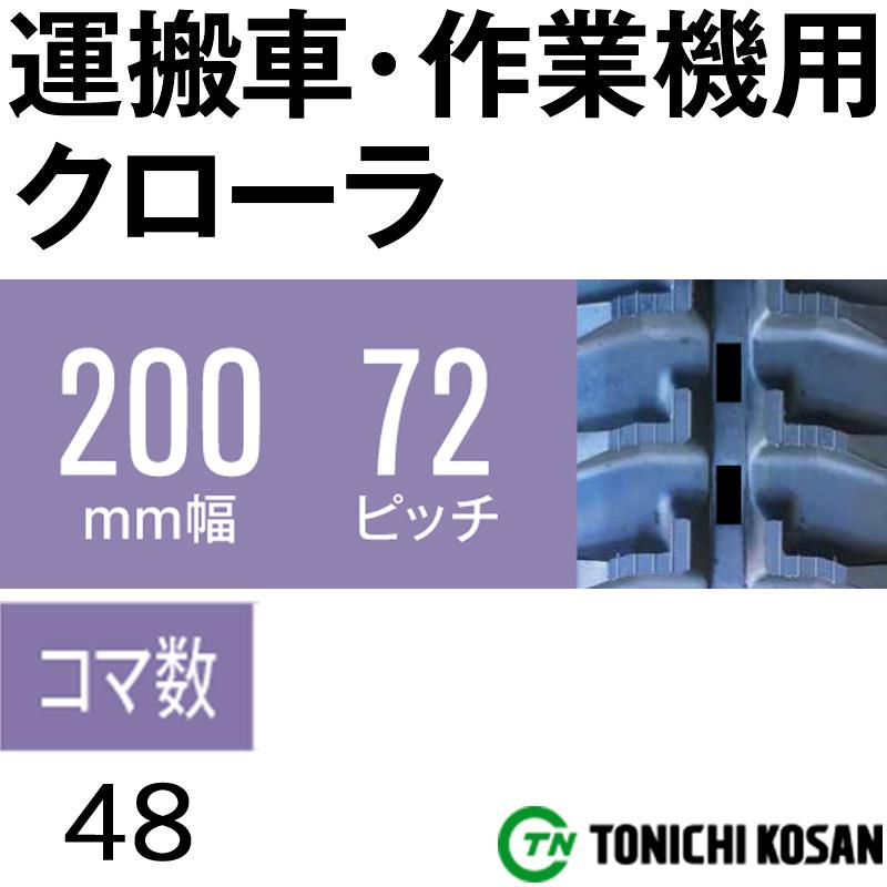 運搬車　作業機用　ゴムクローラ　オK　個人宅配送不可　高耐久　×　ピッチ72　保証付き　コマ数48　UN207248　幅200mm　×　2個　東日興産　代引不可