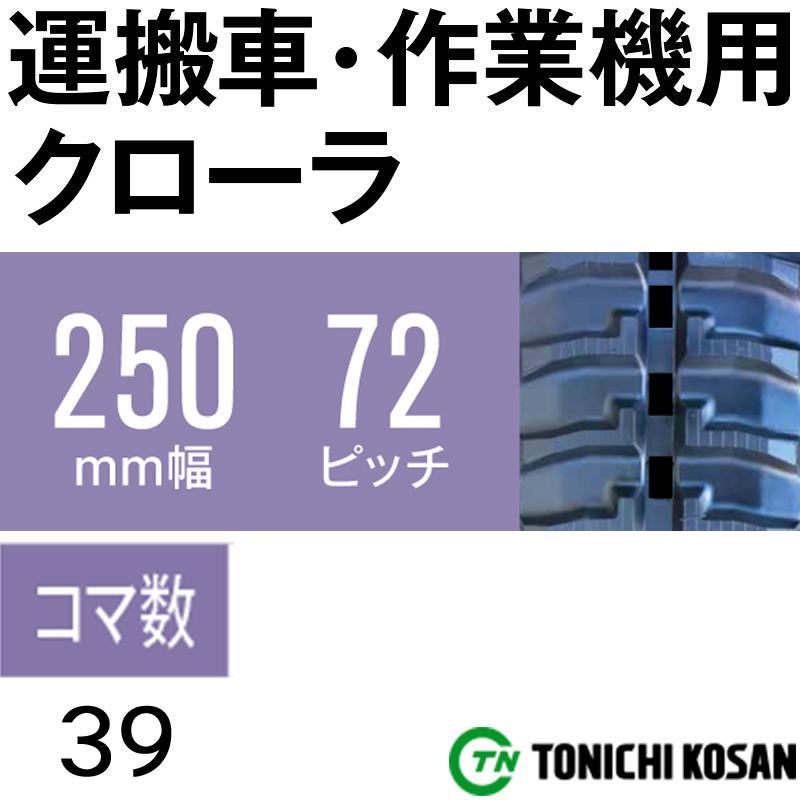 運搬車　作業機用　ゴムクローラ　×　2個　UN257239　高耐久　代引不可　コマ数39　ピッチ72　東日興産　オK　保証付き　幅250mm　×　個人宅配送不可