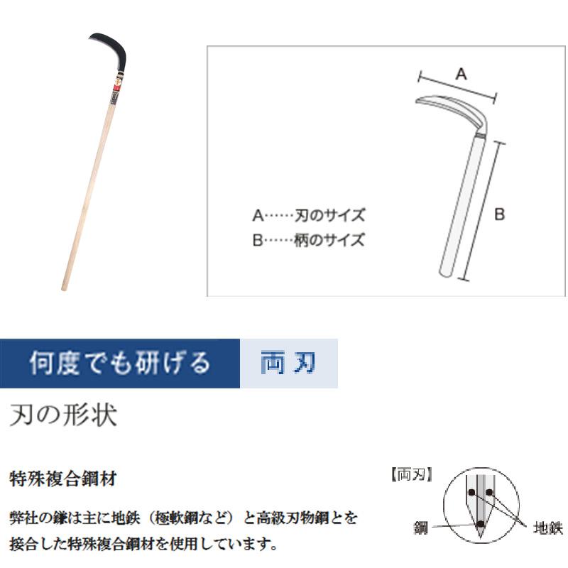 豊稔光山作 両刃造林鎌 HT-1240 両刃 刃長 240mm 柄長 1200mm 豊稔企販
