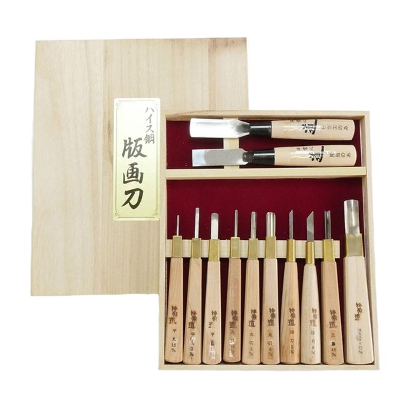 彫刻刀 版画刀 12本組セット 木版画 ハイス 刃物 職人 家具 木工 木彫  