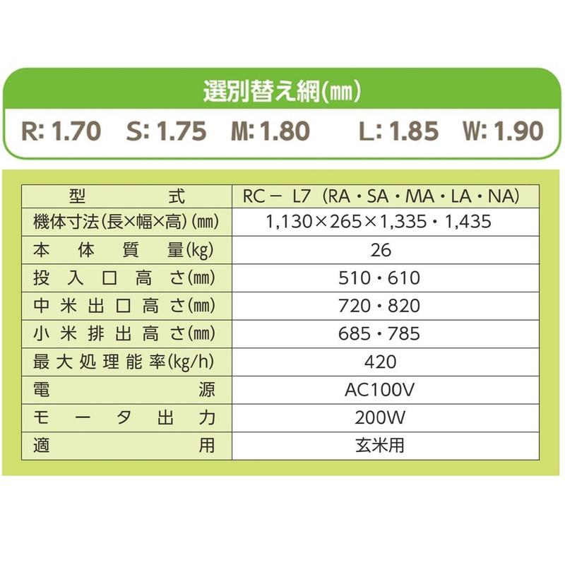 小米揚穀選別機 こりきロング RC-L7 アテックス atex 網サイズ 4 小米揚穀選別機 こりきロング RC-L7 アテックス atex 網サイズ 4