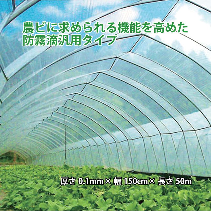 晴天 農ビ 厚さ 0.1mm×幅150cm×長さ 50m 防霧滴汎用タイプ ビニール 