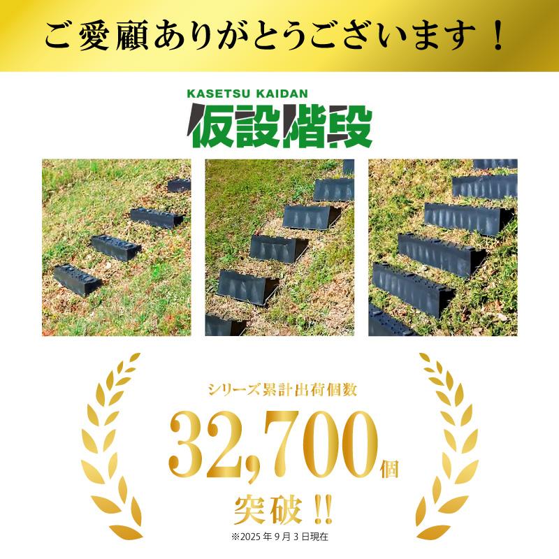 2個 プラ 仮設階段 1000mm幅 対応傾斜角度30-45度 杭付 法面ステップ