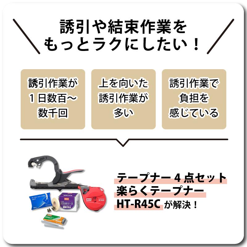 テープナー4点セット 楽らくテープナー HT-R45C 光分解テープ選択 ステープル604E-L 替刃セット 園芸用 誘引結束機 園芸 誘引 結束 マックス MAX DZ｜plusysbtob｜02