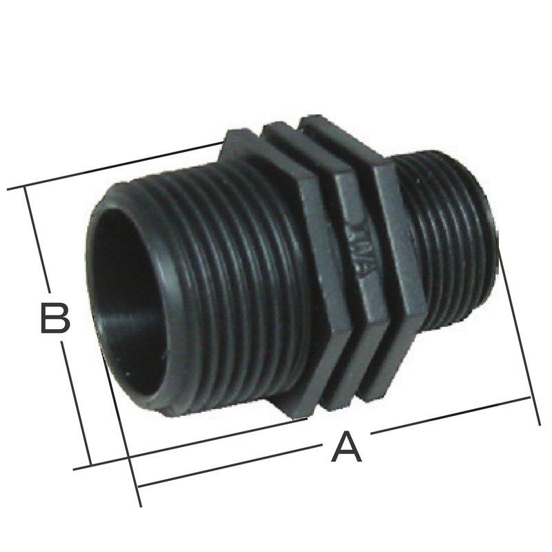 配管継手 異径 六角ニップル 40A×25A PP製 49NIP4025P 消防 防災