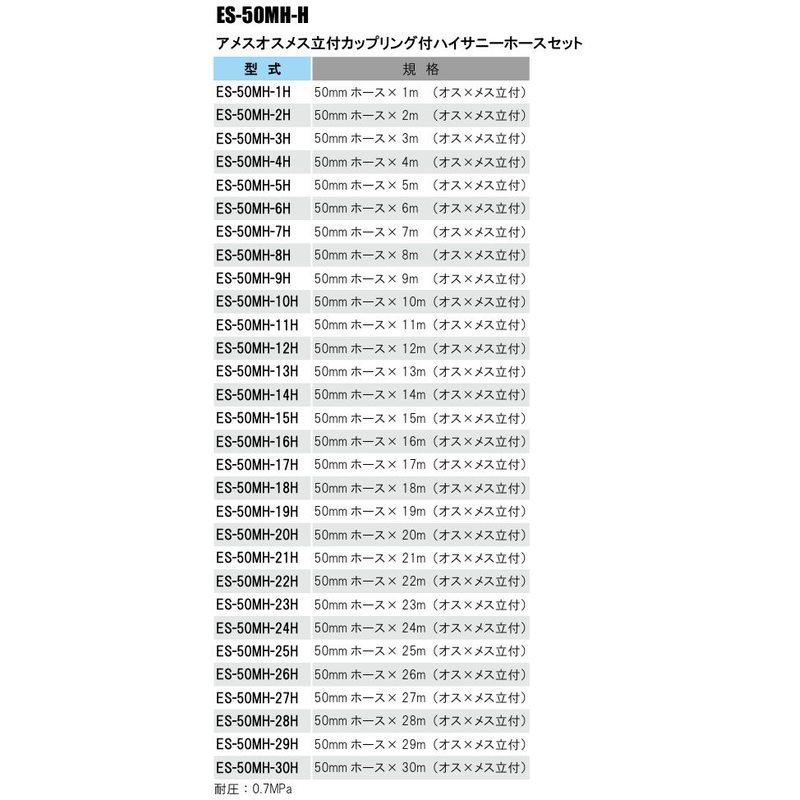 アメス式 導水ホースセット ハイサニーホース アメスオスメス立付カップリング付 ES-50MH-22H 50mm×22m 水まき イリテック カ施 代不 個人宅配送不可 返品不可_1