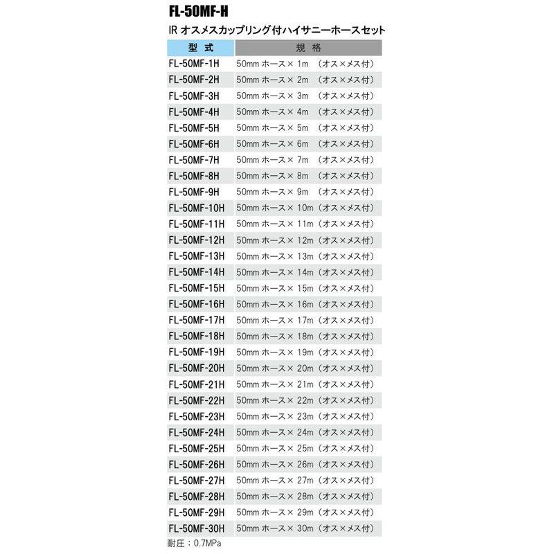 導水ホースセット ハイサニーホース オスメスカップリング付 FL-50MF-24H 50mm×24m 水まき ノズル イリテック カ施 代不 個人宅配送不可 返品不可_1