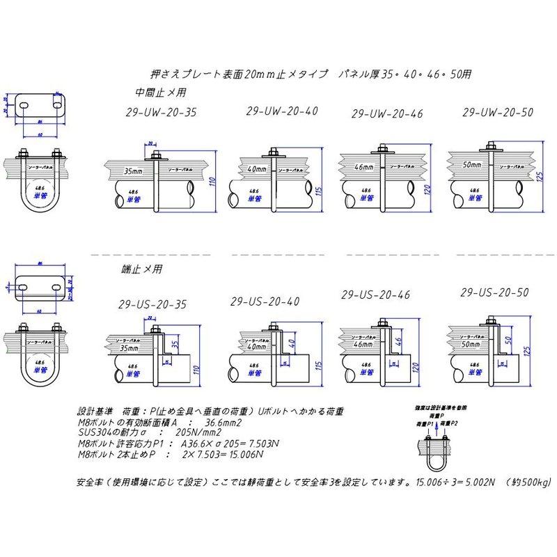 太陽光金具 パネル厚 50mm 中間取付金具 29-UW-20-50 14個入 48.6用単管ビス止めジョイント DIY 接続 結合 かん太 J工 産直 代引不可_3