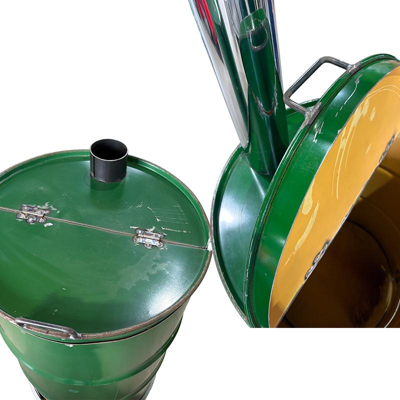 ドラム缶焼却炉 煙突付 カラー2色 シルバー グリーン 200L 家庭用 農業