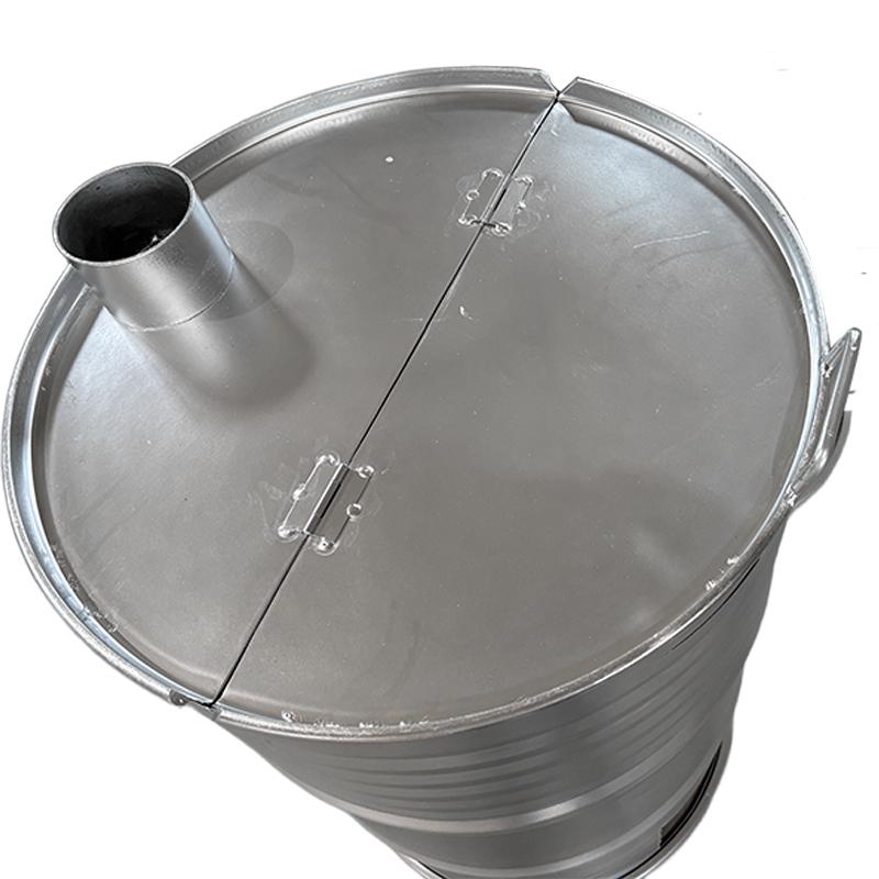 ドラム缶焼却炉下小窓蝶番蓋付 煙突付 200L カラー選択 家庭用 農業
