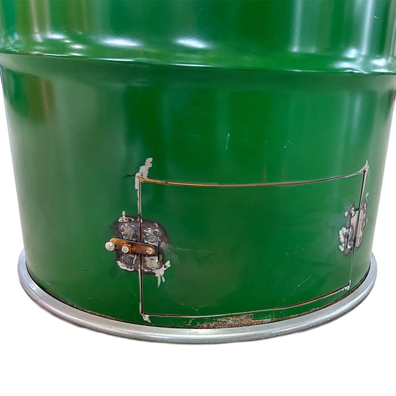 ナチュラルフルーツ ドラム缶 一斗缶 焼却炉セット 茶色の蓋付き ドラム缶焼却炉フタ付き 下小窓蝶番蓋付 煙突なし 200L カラー選択