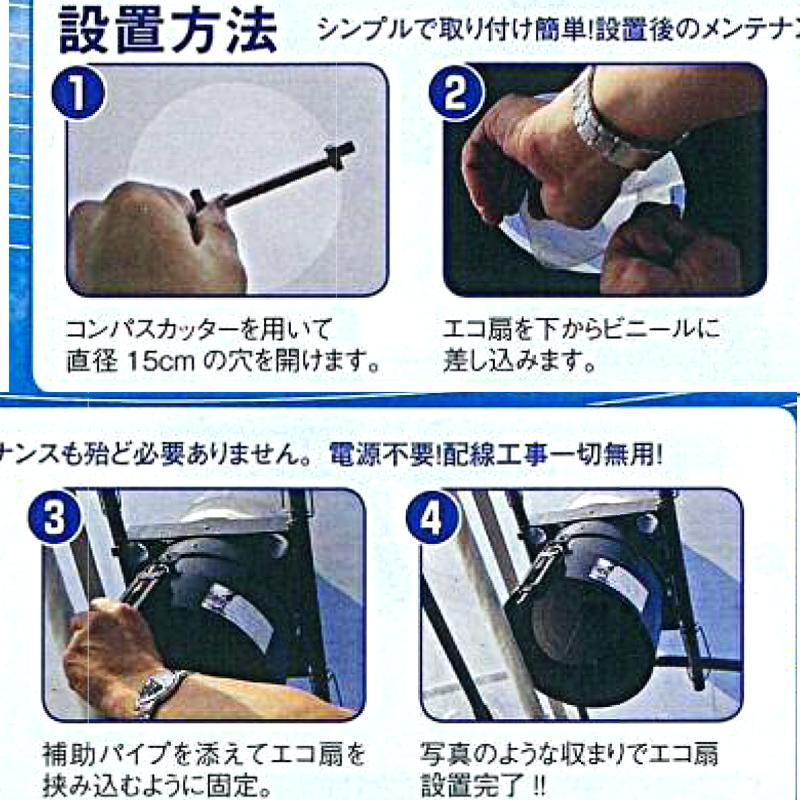 ビニールハウス用 換気扇 熱エコ扇 自然通通気型 天井簡単取り付け