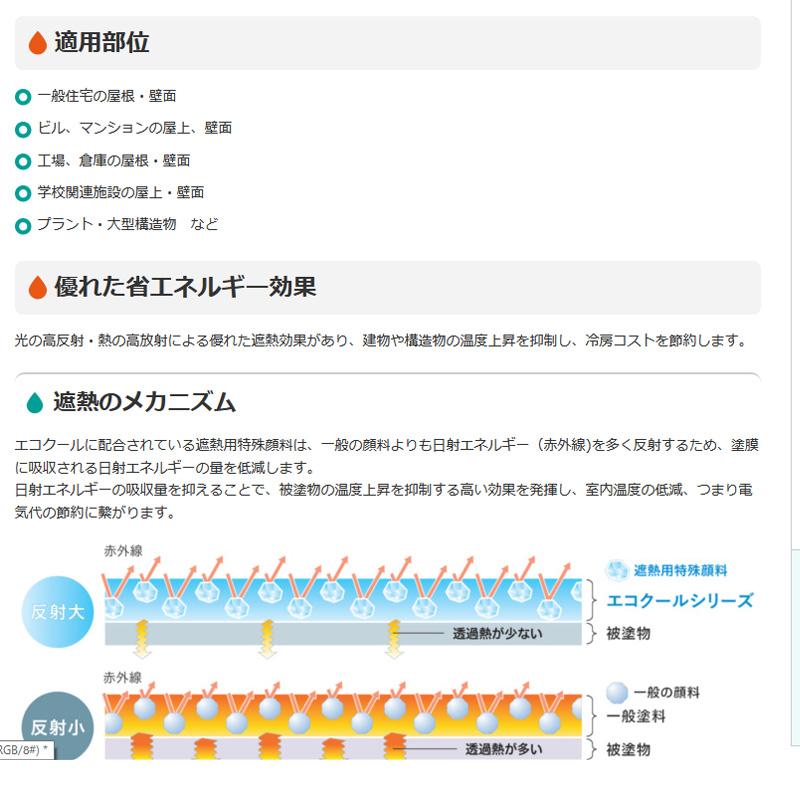 遮熱塗料　エコクールスマイルF　15kg　屋根用　一般濃彩　フッ素　太陽熱　代引不可　反射　Dワ　大日本塗料