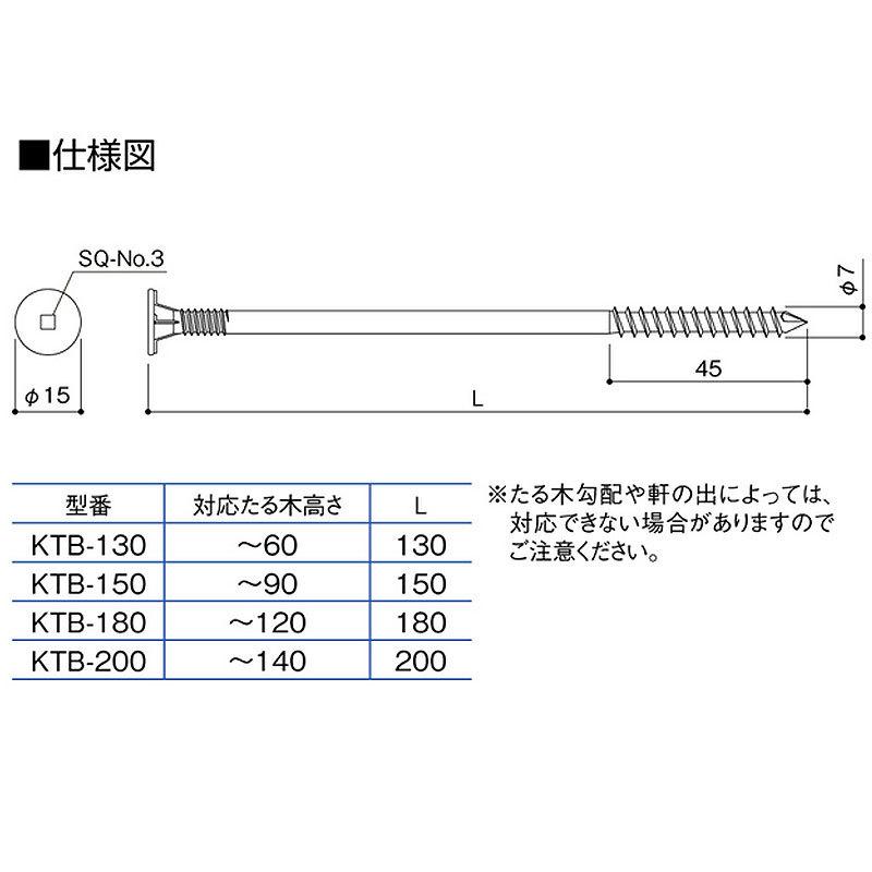 垂木ビス Bx高耐力たる木ビス Ktb 0 50本入 0mm 耐力3 4kn 高耐力 カネシン アミ 代引不可 プラスワイズ建築 通販 Yahoo ショッピング