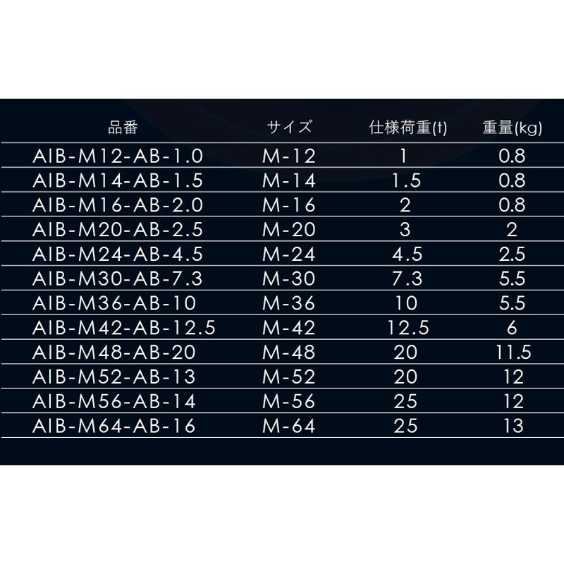 アイボルト フレロータボルト AIB-M24-AB-4.5 使用荷重4.5t 自在 アイボルト フレロータボルト AIB-M24-AB-4.5 使用荷重4.5t 自在