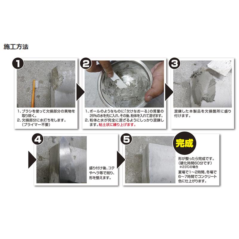 セメント系高性能角欠け補修材 欠けなおーる 1kg 施工キット付き