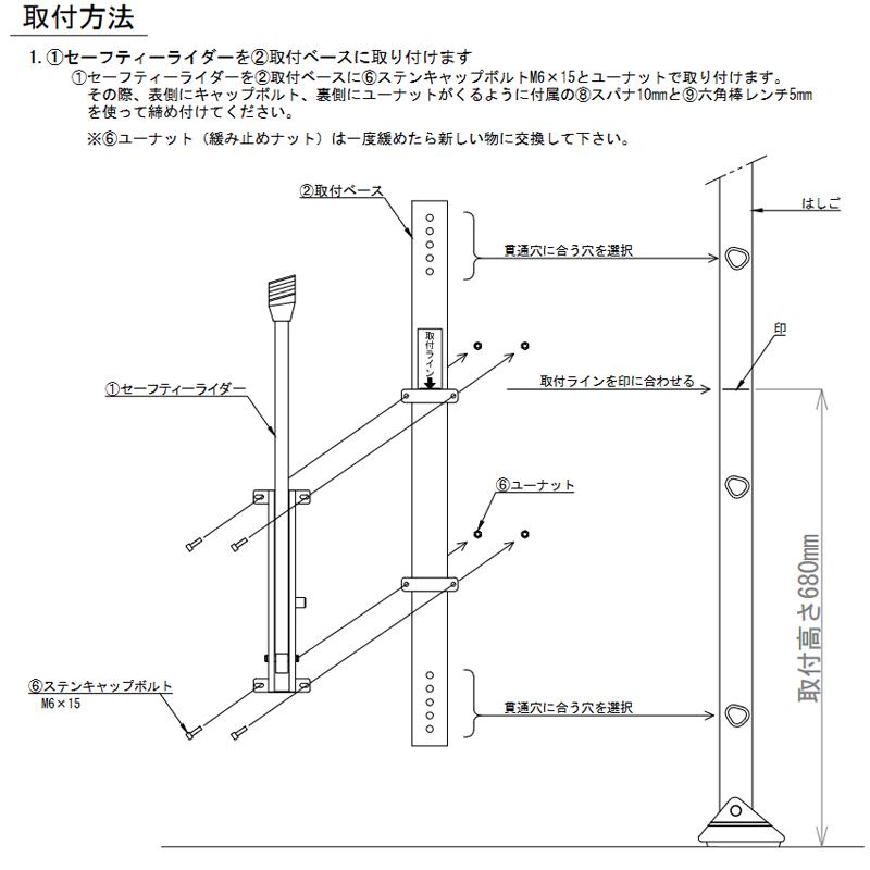 はしご用転倒防止装置 セーフティライダーHS ほとんどのハシゴに取付