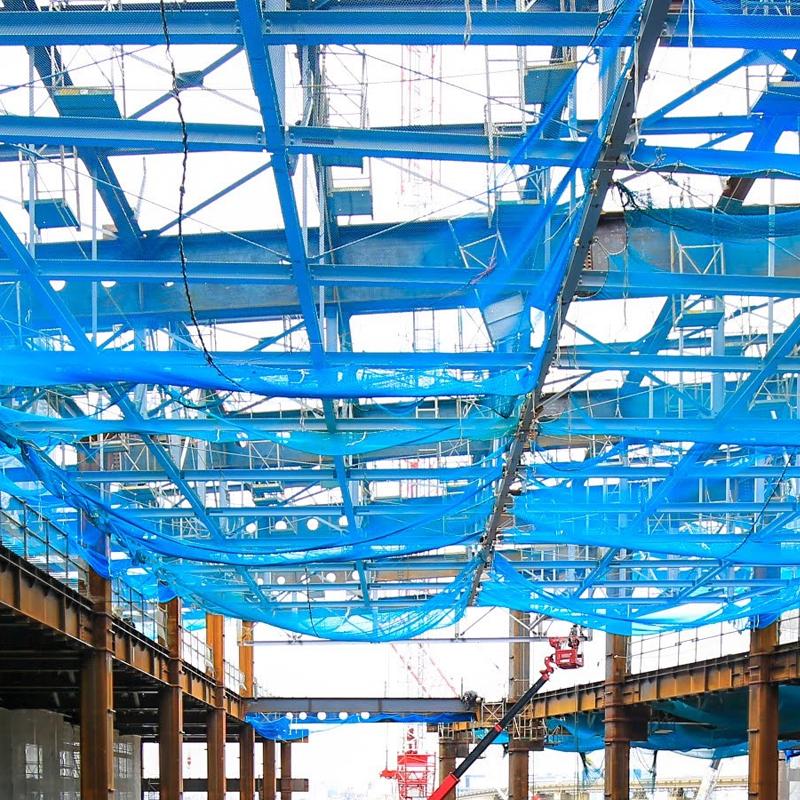 鉄骨建設用安全ネット 2x6m 防炎タイプ ブルー テープ色グリーン 仮設工業会認定品 アミ 代引不可 : 516075 : プラスワイズ建築 ...